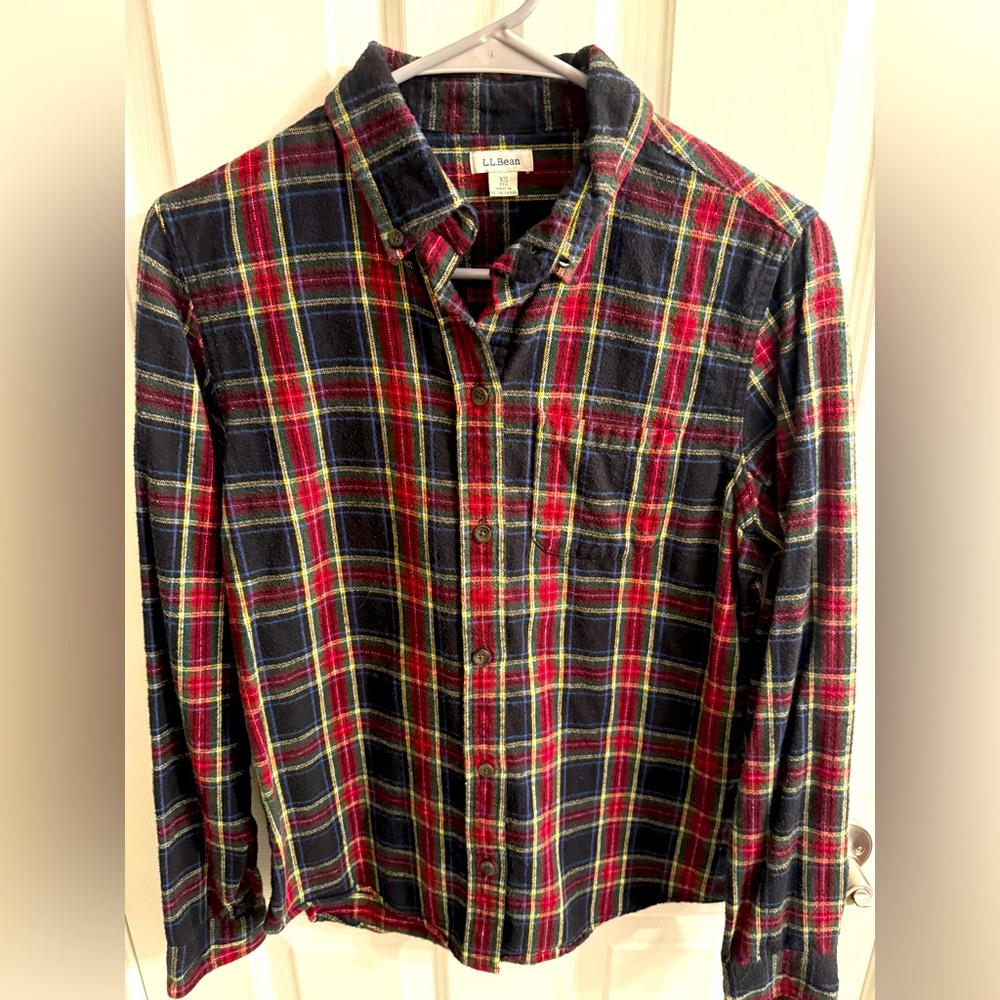 L.L. Bean plaid button down flannel.